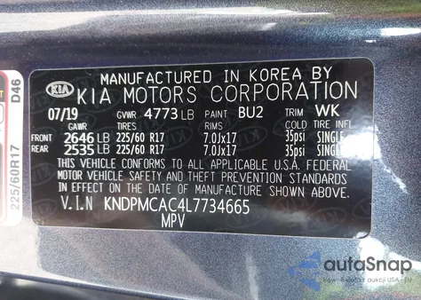 2020 Kia Sportage Lx z USA, uszkodzony, nr VIN KNDPMCAC4L7734665